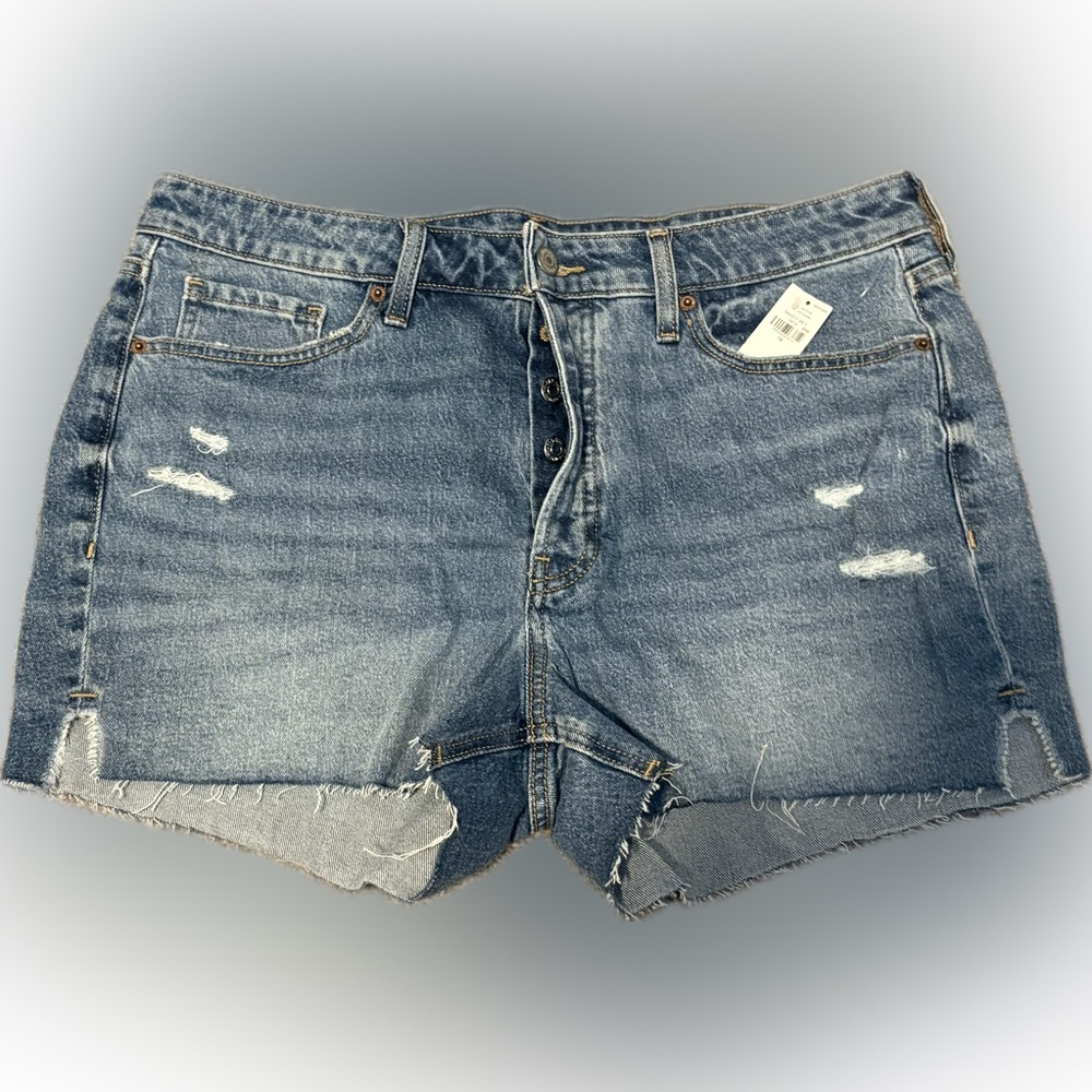 NWT Old Navy Distressed Button Fly Blue Jean Shorts